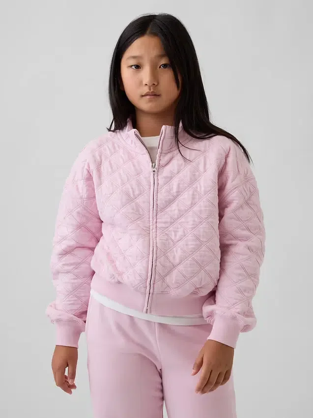 Çocuklar İçin Oversized Kapitone Fermuarlı Ceket