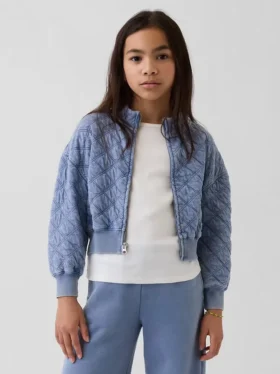 Çocuklar İçin Oversized Kapitone Fermuarlı Ceket
