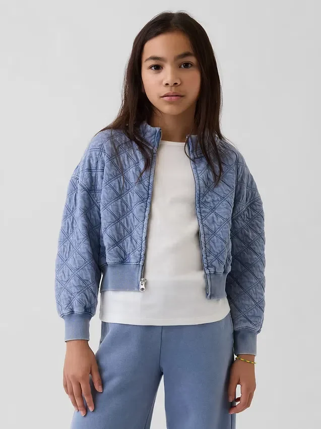 Çocuklar İçin Oversized Kapitone Fermuarlı Ceket