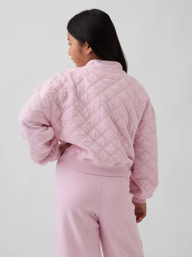 Çocuklar İçin Oversized Kapitone Fermuarlı Ceket
