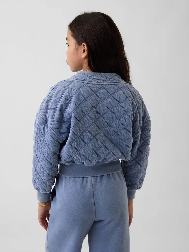 Çocuklar İçin Oversized Kapitone Fermuarlı Ceket