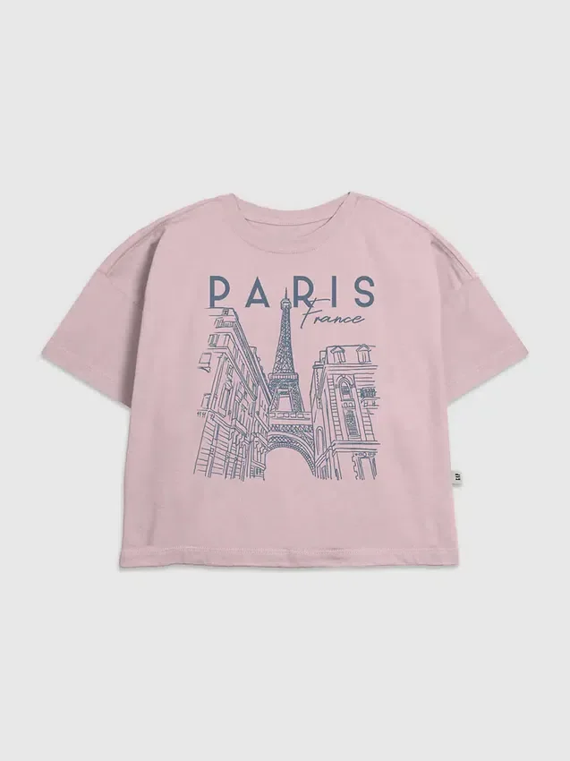 Çocuklar İçin Paris Çizim Desenli Tişört