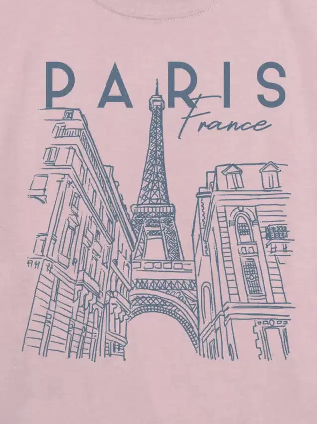 Çocuklar İçin Paris Çizim Desenli Tişört