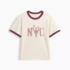 Çocuklar İçin Rahat Kesim New York Desenli Ringer Tişört