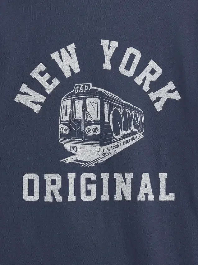 Çocuklar İçin Rahat Kesim New York Desenli Ringer Tişört