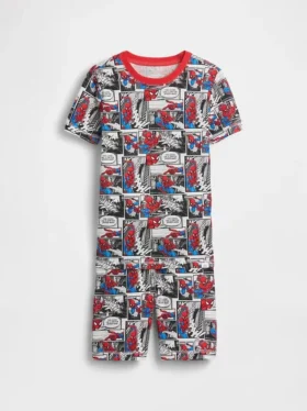 Çocuklar İçin Örgütlü Pamuklu Spider-Man Pijama Şortlar Seti
