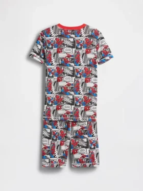 Çocuklar İçin Örgütlü Pamuklu Spider-Man Pijama Şortlar Seti