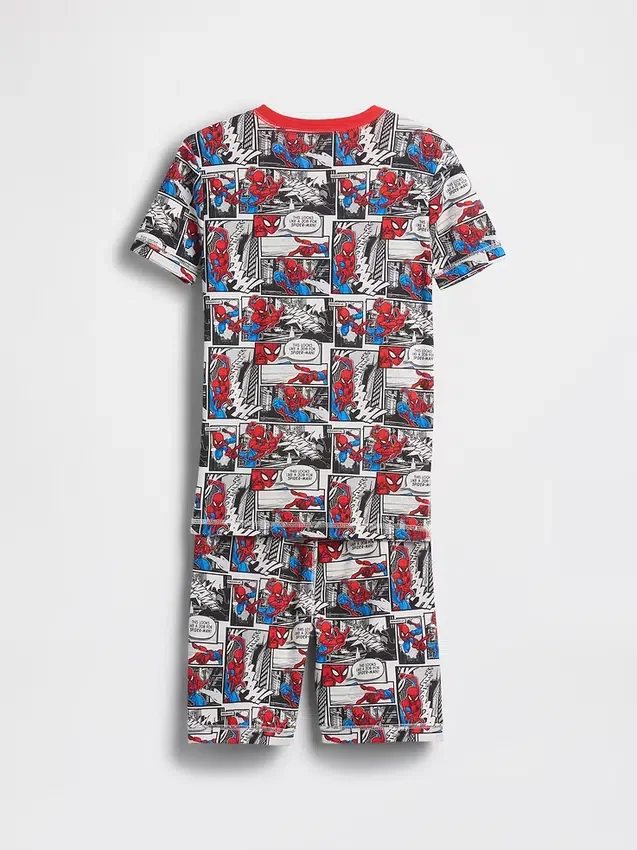 Çocuklar İçin Örgütlü Pamuklu Spider-Man Pijama Şortlar Seti