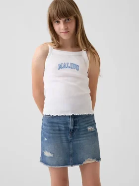 Çocuklar İçin Ribana Kare Yaka Tank Top