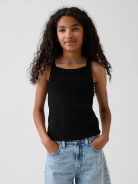 Çocuklar İçin Ribana Kare Yaka Tank Top