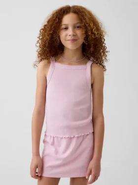 Çocuklar İçin Ribana Kare Yaka Tank Top