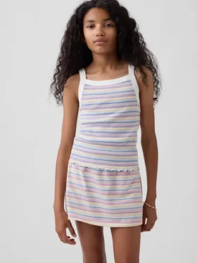 Çocuklar İçin Ribana Kare Yaka Tank Top