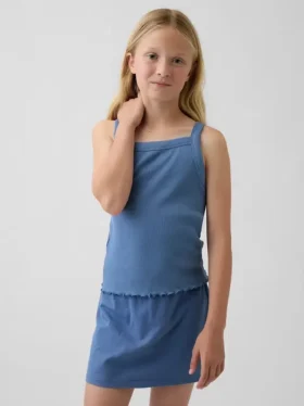 Çocuklar İçin Ribana Kare Yaka Tank Top