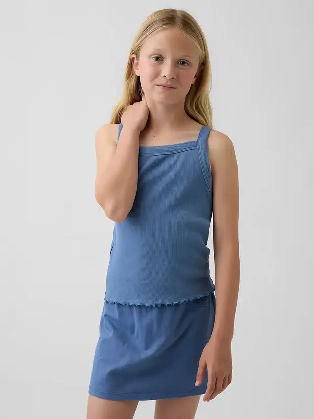 Çocuklar İçin Ribana Kare Yaka Tank Top