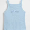 Çocuklar İçin Ribana Kare Yaka Tank Top