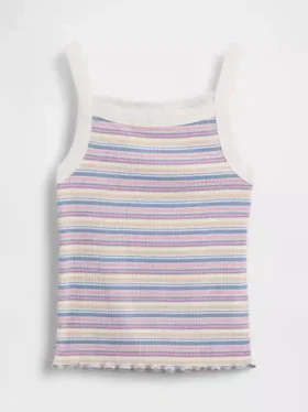 Çocuklar İçin Ribana Kare Yaka Tank Top