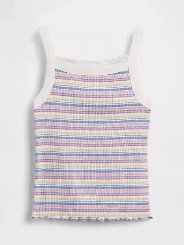Çocuklar İçin Ribana Kare Yaka Tank Top