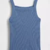 Çocuklar İçin Ribana Kare Yaka Tank Top