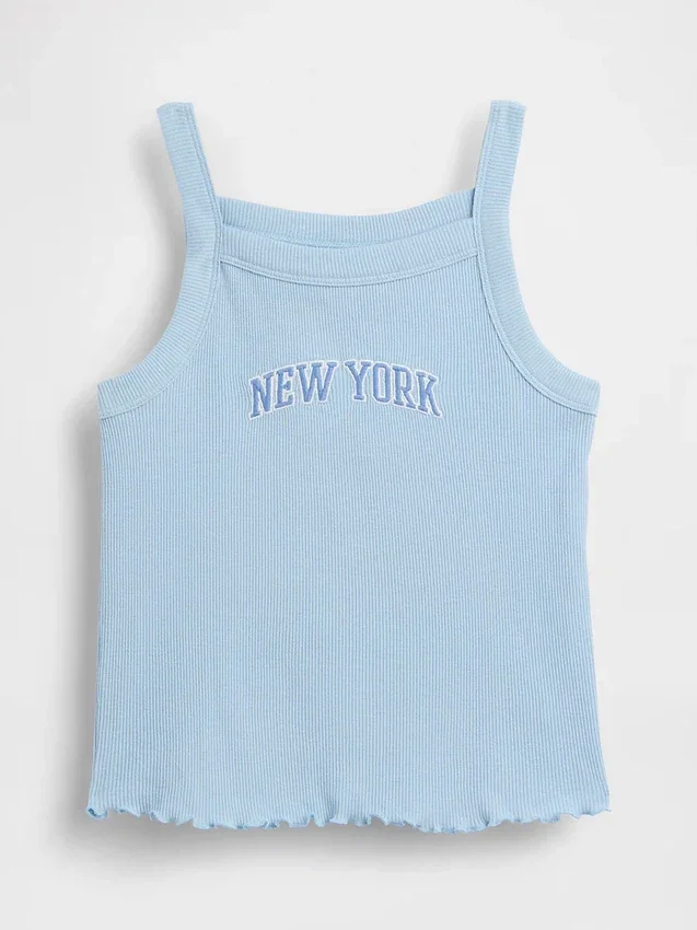 Çocuklar İçin Ribana Kare Yaka Tank Top