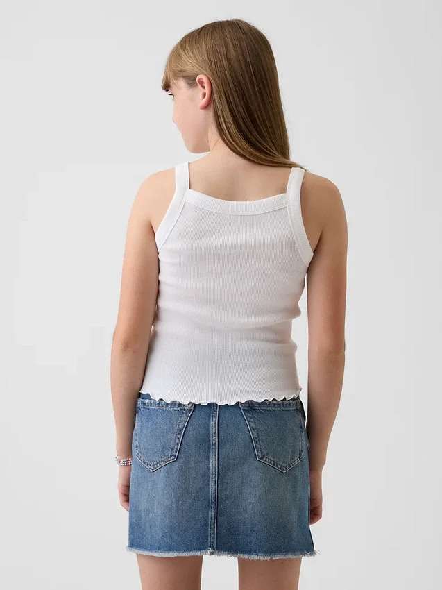 Çocuklar İçin Ribana Kare Yaka Tank Top