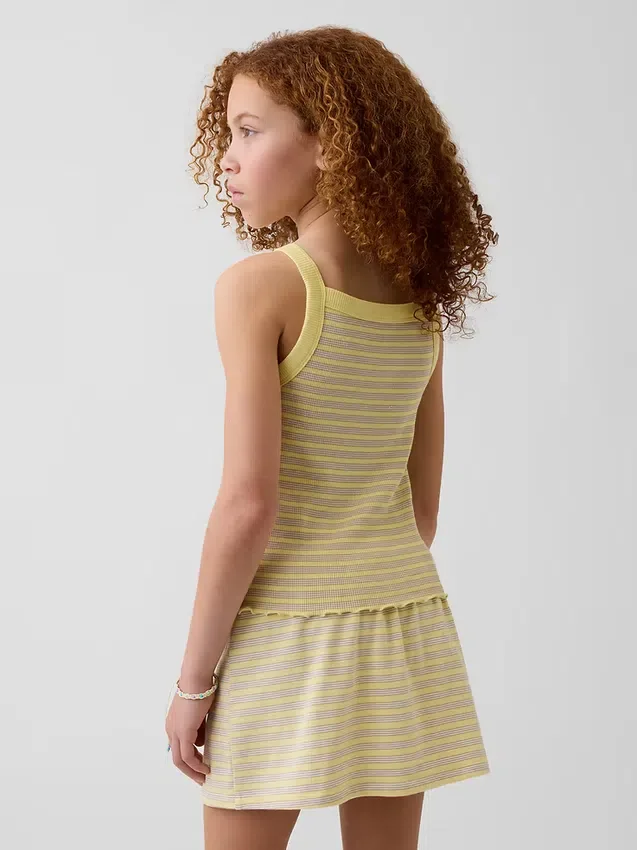 Çocuklar İçin Ribana Kare Yaka Tank Top