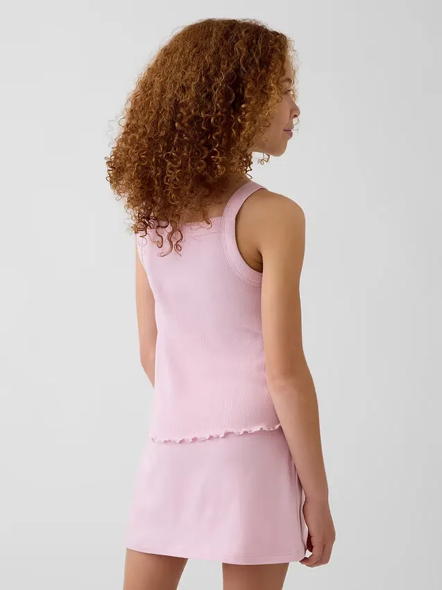 Çocuklar İçin Ribana Kare Yaka Tank Top