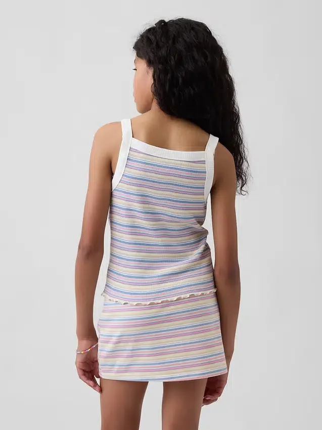 Çocuklar İçin Ribana Kare Yaka Tank Top