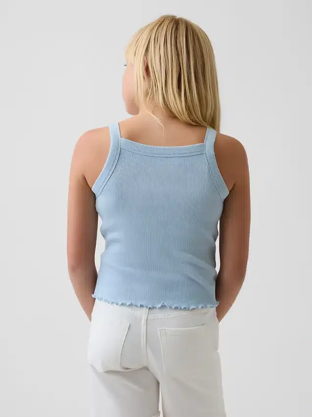 Çocuklar İçin Ribana Kare Yaka Tank Top