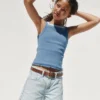 Çocuklar İçin Ribana Kare Yaka Tank Top