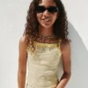 Çocuklar İçin Ribana Kare Yaka Tank Top