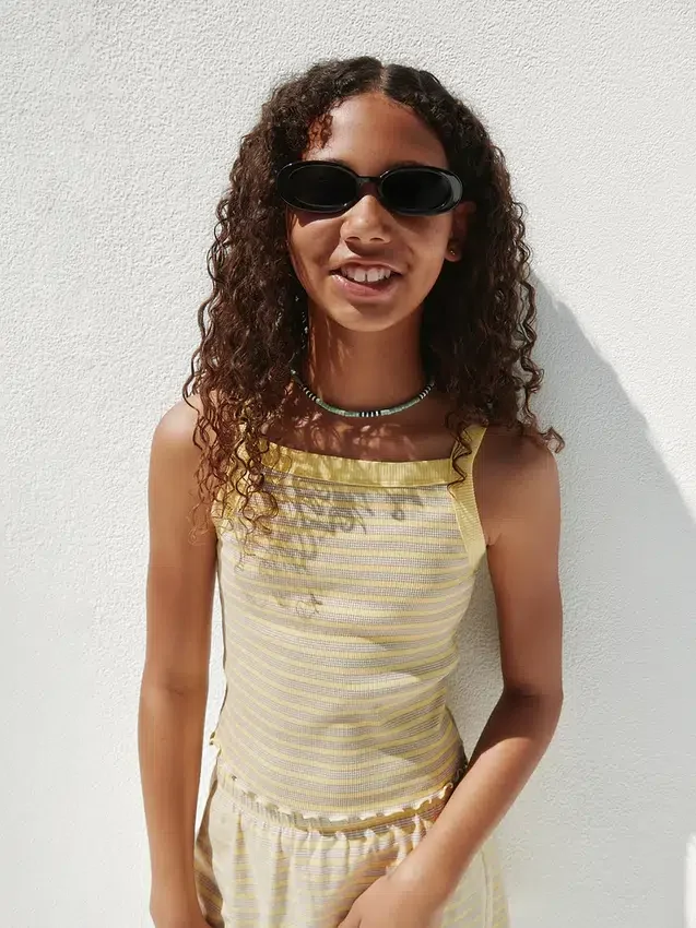 Çocuklar İçin Ribana Kare Yaka Tank Top