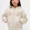 Çocuklar İçin Sherpa Astarlı Grafik Logolu Kapüşonlu Sweatshirt