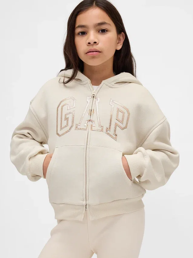 Çocuklar İçin Sherpa Astarlı Grafik Logolu Kapüşonlu Sweatshirt