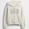 Çocuklar İçin Sherpa Astarlı Grafik Logolu Kapüşonlu Sweatshirt