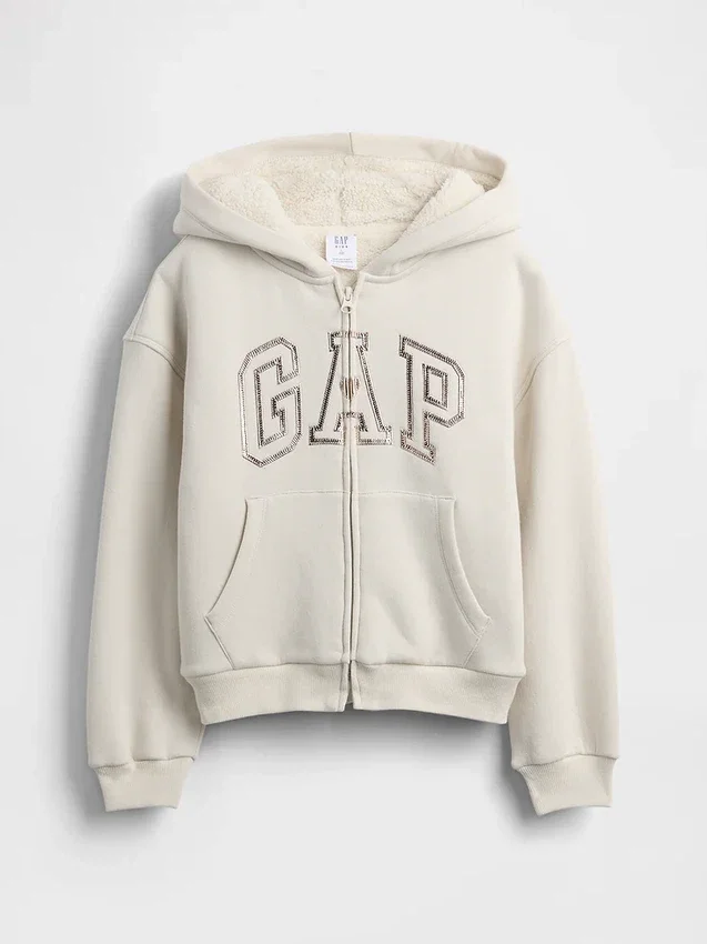Çocuklar İçin Sherpa Astarlı Grafik Logolu Kapüşonlu Sweatshirt