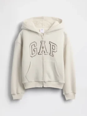 Çocuklar İçin Sherpa Astarlı Grafik Logolu Kapüşonlu Sweatshirt