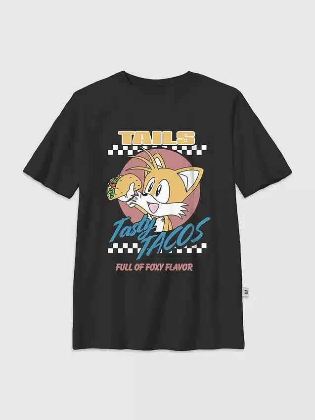 Çocuklar İçin Sonic the Hedgehog Tails Tacos Grafikli Tişört