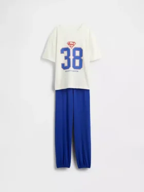 Çocuklar İçin Süpermen Oversized Geri Dönüştürülmüş Pijama Jogger Takımı