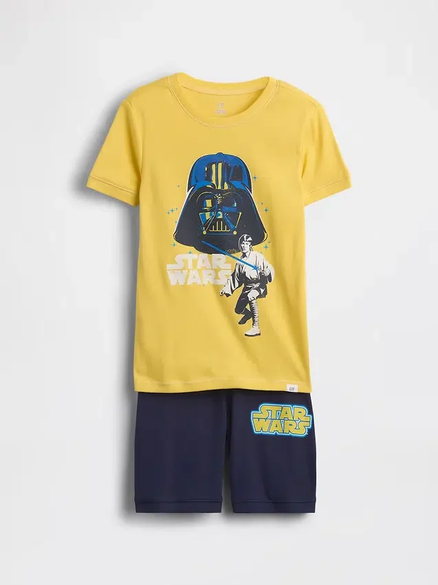 Çocuklar İçin Star Wars Organik Fırçalanmış Pamuklu Pijama Şortlar Seti