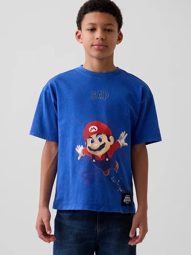 Çocuklar İçin Super Mario Rahat Kesim Grafik Tişört