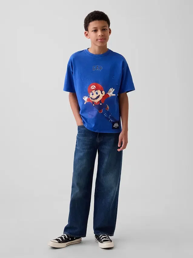 Çocuklar İçin Super Mario Rahat Kesim Grafik Tişört