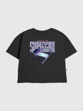 Çocuklar İçin Supergirl Mor Logo Grafik Tişört