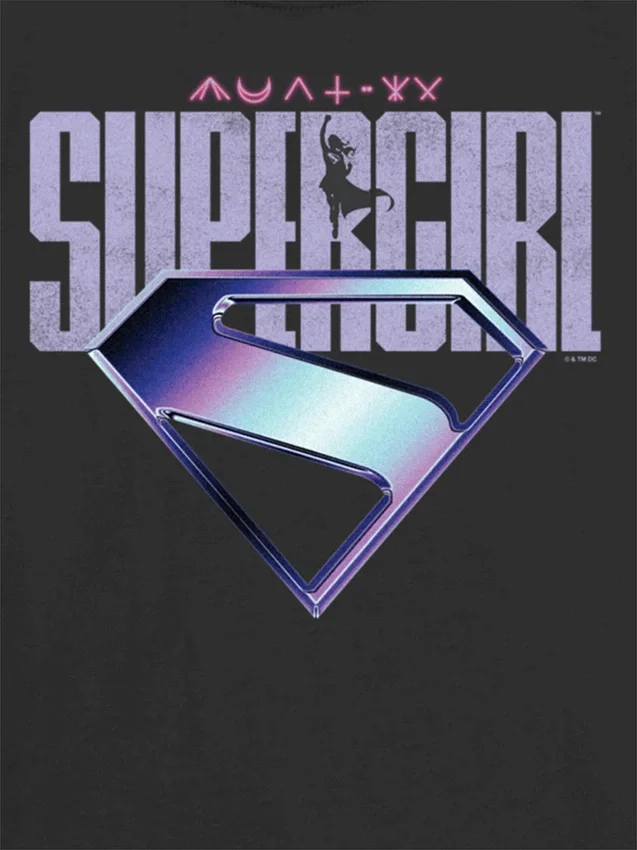 Çocuklar İçin Supergirl Mor Logo Grafik Tişört