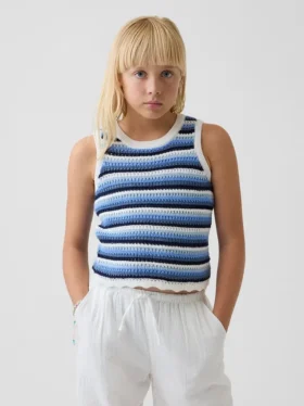 Çocuklar İçin Tığ İşi Çizgili Tank Top