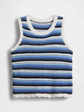 Çocuklar İçin Tığ İşi Çizgili Tank Top