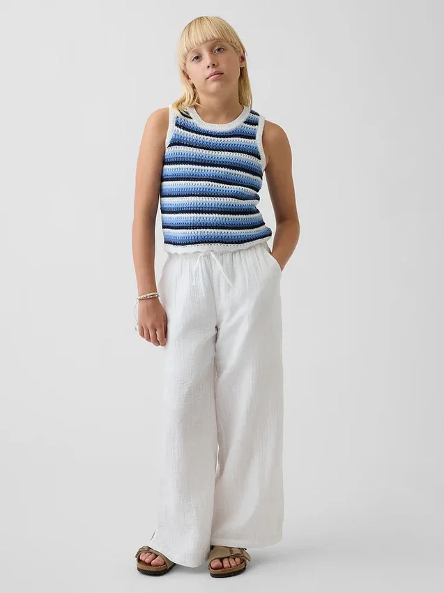 Çocuklar İçin Tığ İşi Çizgili Tank Top