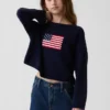 Çocuklar İçin Tığ İşi Oversized Americana Kazak
