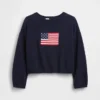 Çocuklar İçin Tığ İşi Oversized Americana Kazak