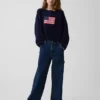 Çocuklar İçin Tığ İşi Oversized Americana Kazak