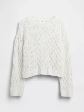 Çocuklar İçin Tığ İşi Oversized Bisiklet Yaka Kazak